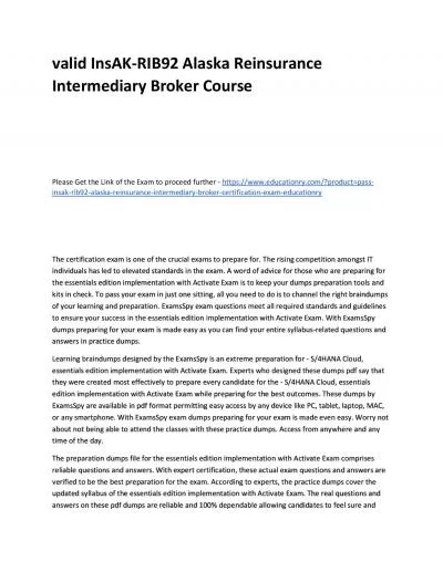 Valid InsAK-RIB92 Alaska Reinsurance Intermediary Broker Practice Course