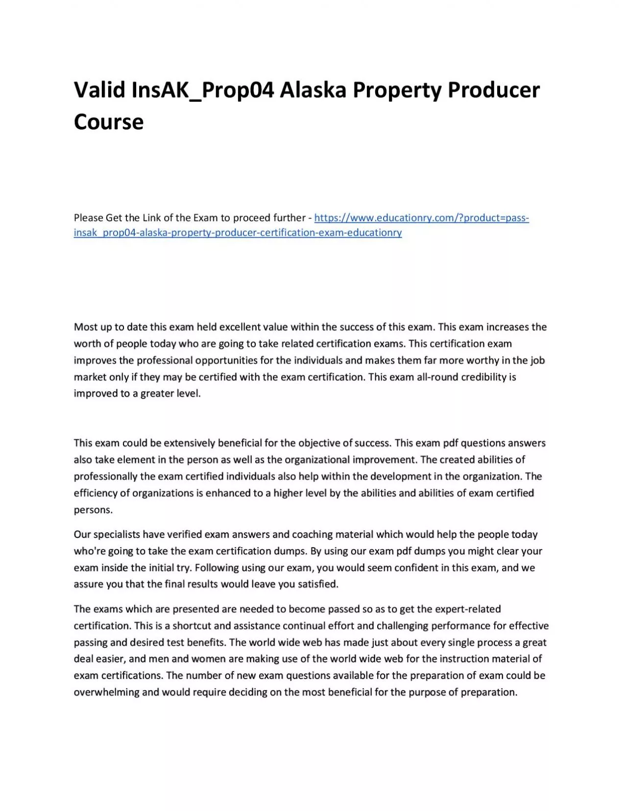 PDF-Valid InsAK_Prop04 Alaska Property Producer Practice Course