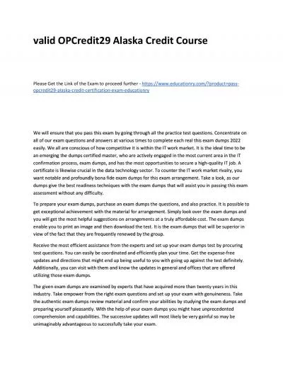 Valid OPCredit29 Alaska Credit Practice Course