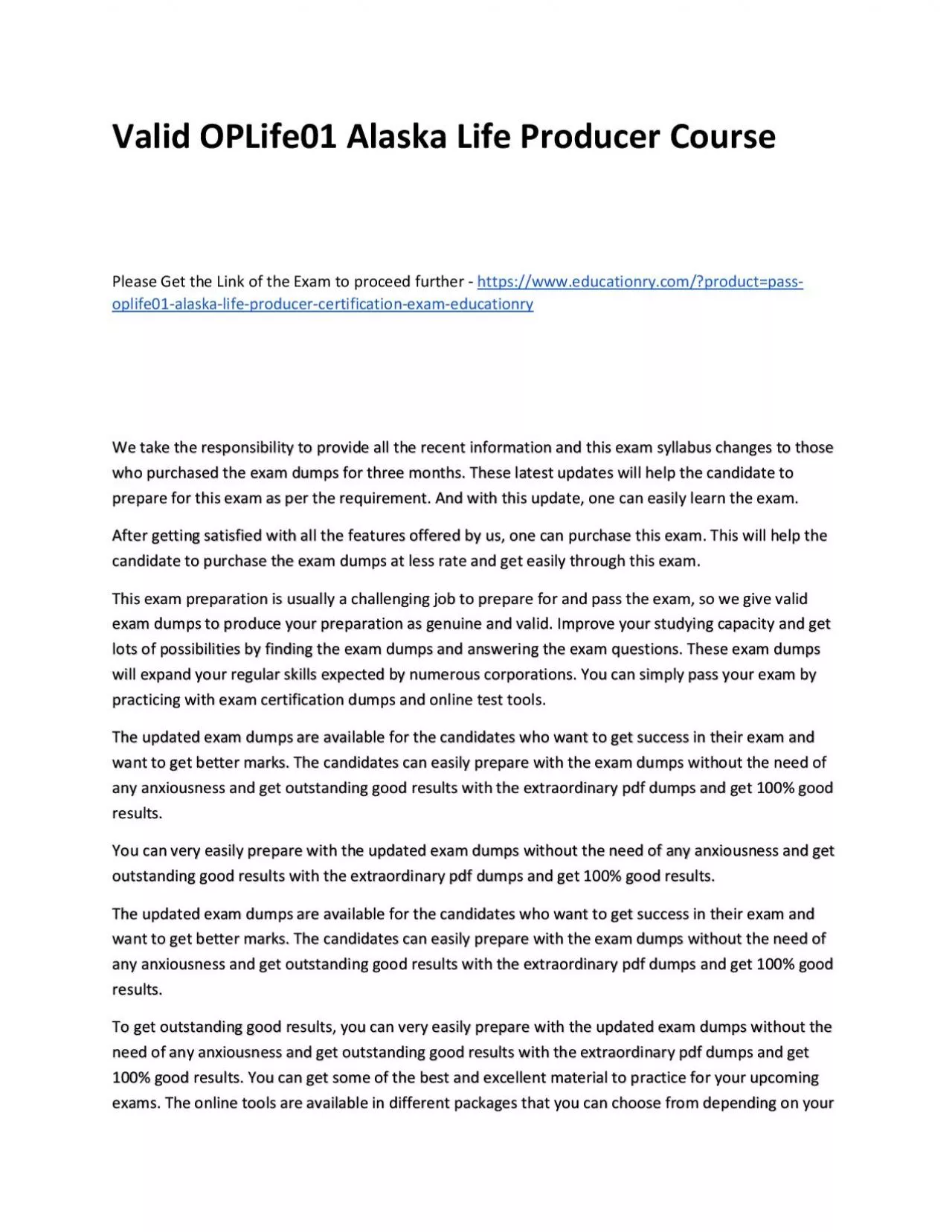 PDF-Valid OPLife01 Alaska Life Producer Practice Course