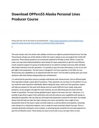 Download OPPers55 Alaska Personal Lines Producer Practice Course