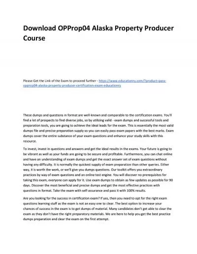 Download OPProp04 Alaska Property Producer Practice Course