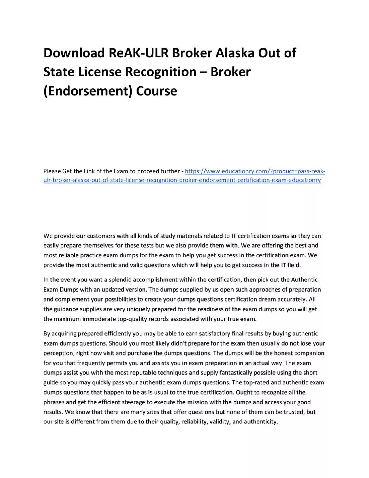 Download ReAK-ULR Broker Alaska Out of State License Recognition – Broker (Endorsement)
