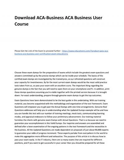 Download ACA-Business ACA Business User Practice Course