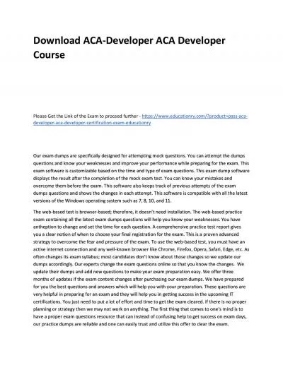 Download ACA-Developer ACA Developer Practice Course