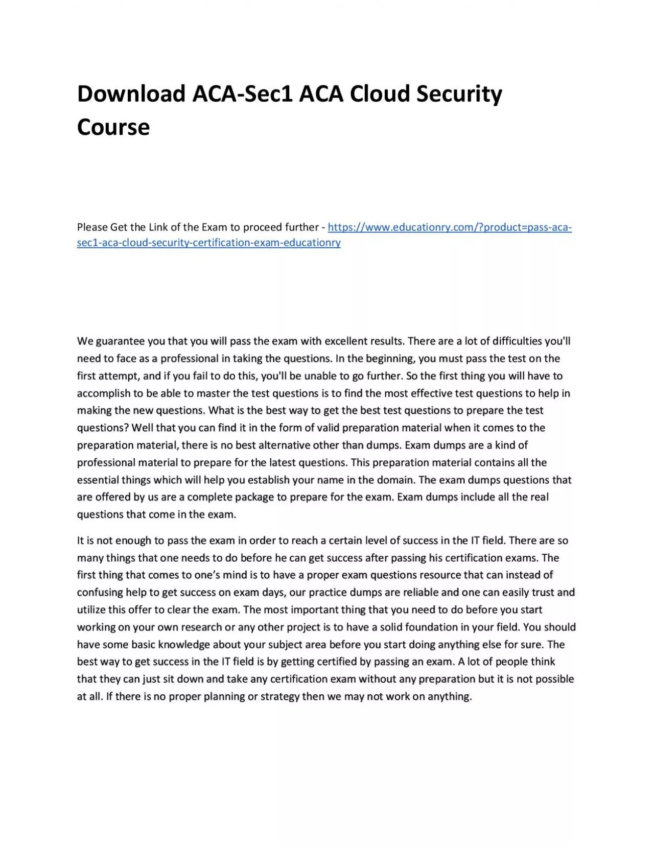 PDF-Download ACA-Sec1 ACA Cloud Security Practice Course