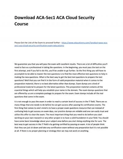 Download ACA-Sec1 ACA Cloud Security Practice Course