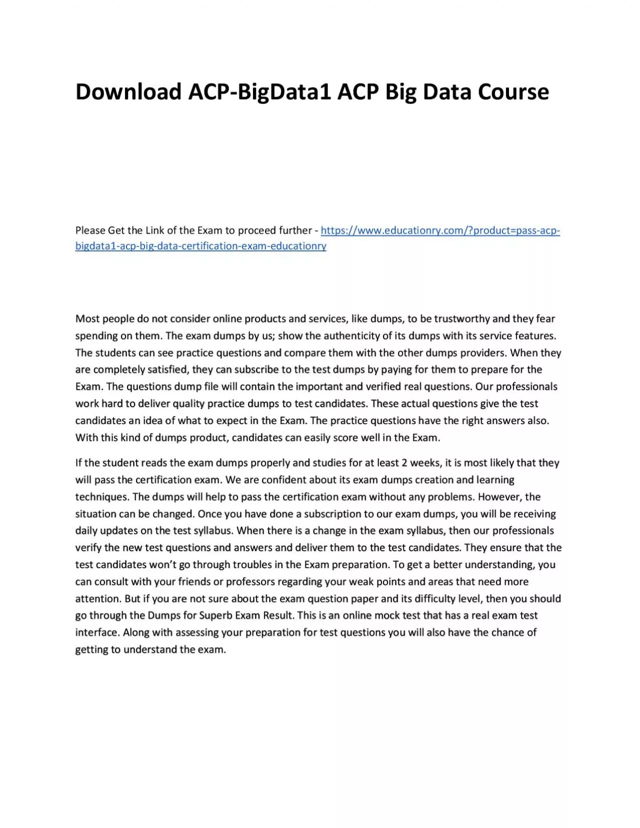 PDF-Download ACP-BigData1 ACP Big Data Practice Course