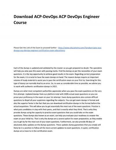 Download ACP-DevOps ACP DevOps Engineer Practice Course