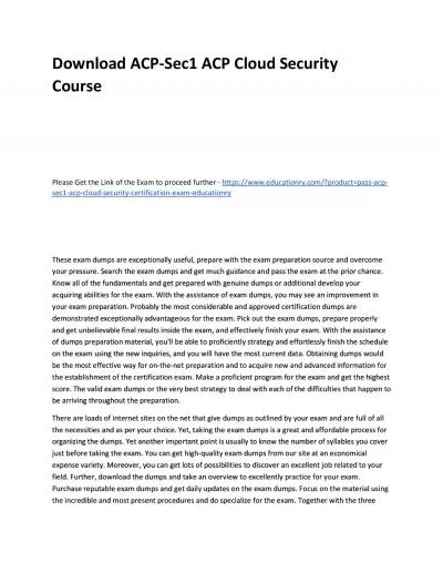 Download ACP-Sec1 ACP Cloud Security Practice Course