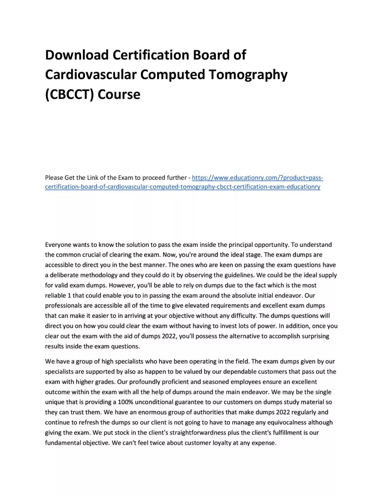 Download Certification Board of Cardiovascular Computed Tomography (CBCCT) Practice Course