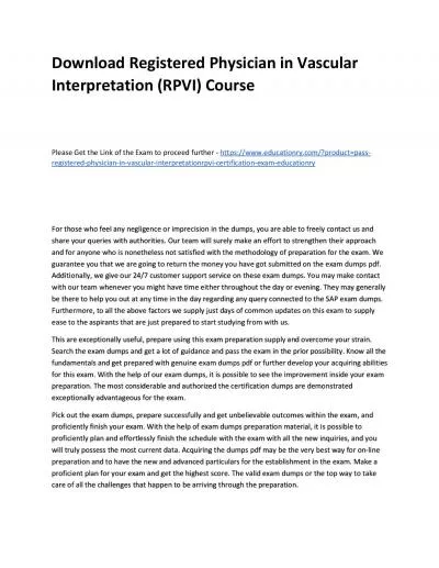 Download Registered Physician in Vascular Interpretation (RPVI) Practice Course