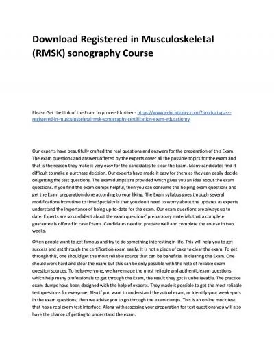 Download Registered in Musculoskeletal (RMSK) sonography Practice Course