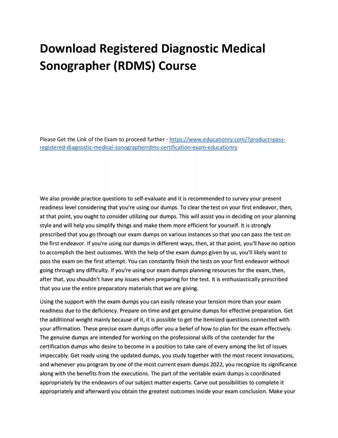 PDF-Download Registered Diagnostic Medical Sonographer (RDMS) Practice Course