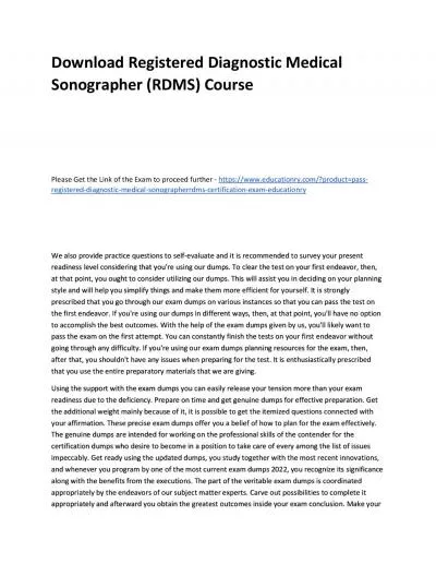 Download Registered Diagnostic Medical Sonographer (RDMS) Practice Course