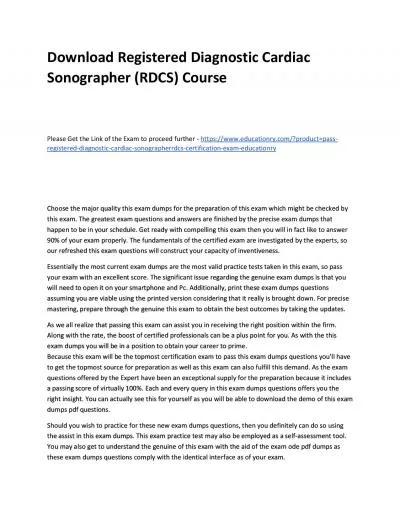 Download Registered Diagnostic Cardiac Sonographer (RDCS) Practice Course