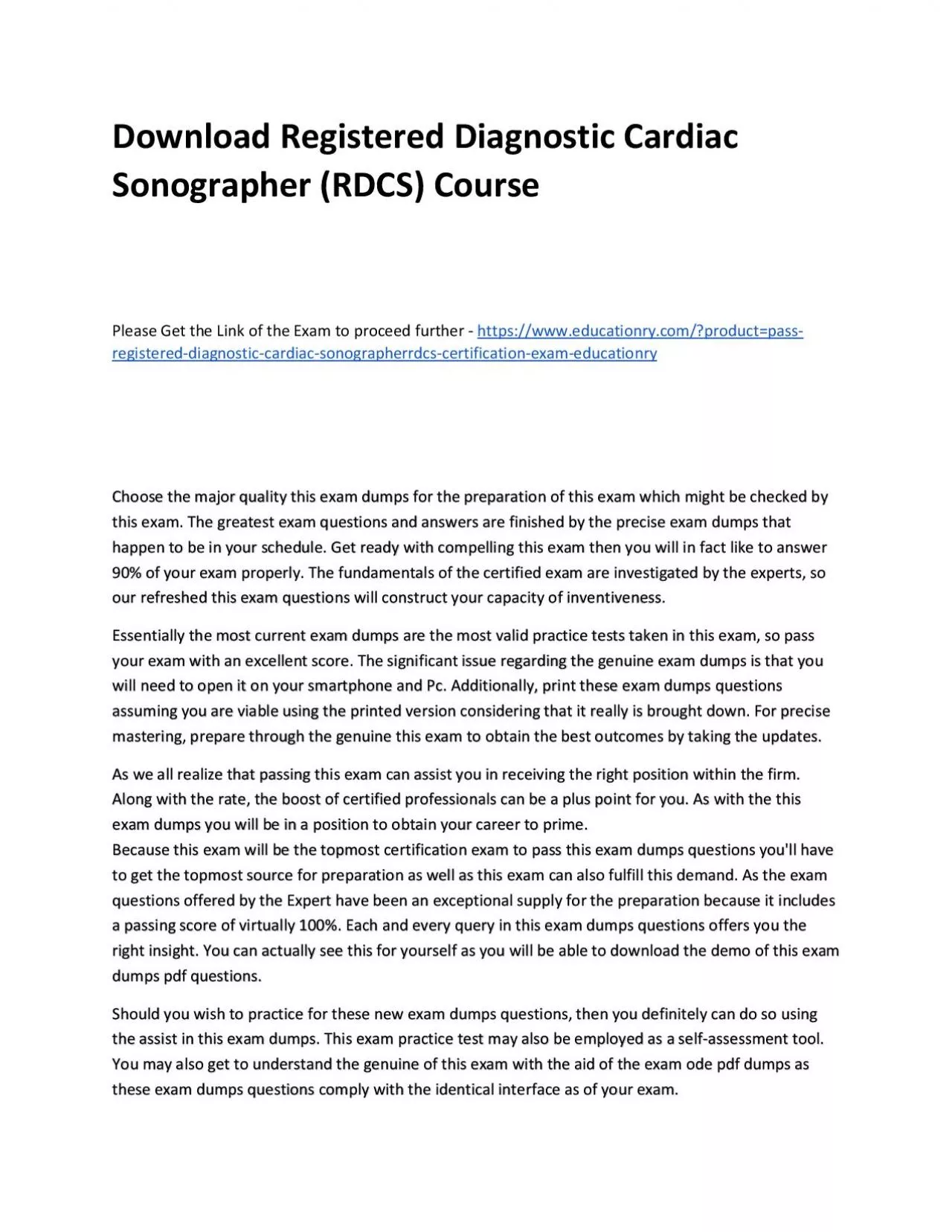 PDF-Download Registered Diagnostic Cardiac Sonographer (RDCS) Practice Course