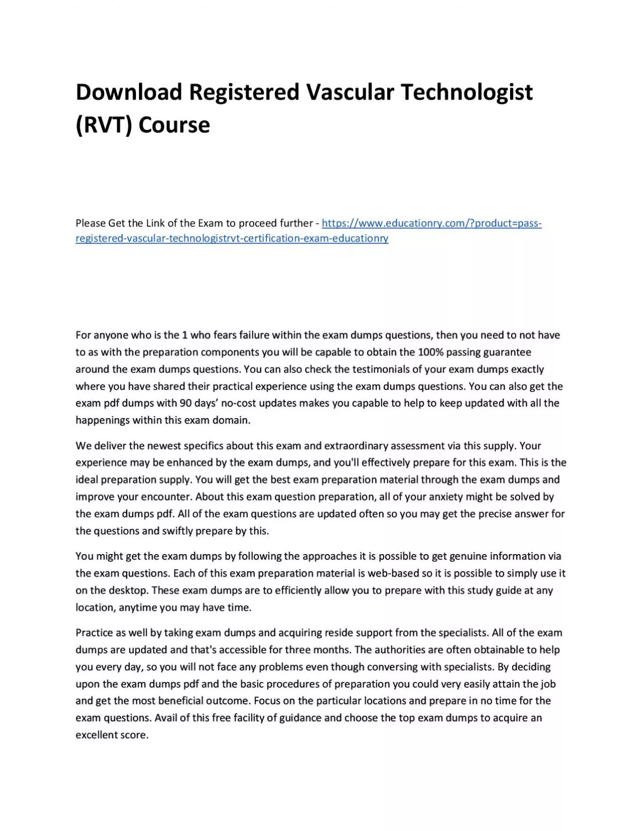 PDF-Download Registered Vascular Technologist (RVT) Practice Course