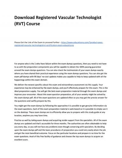 Download Registered Vascular Technologist (RVT) Practice Course