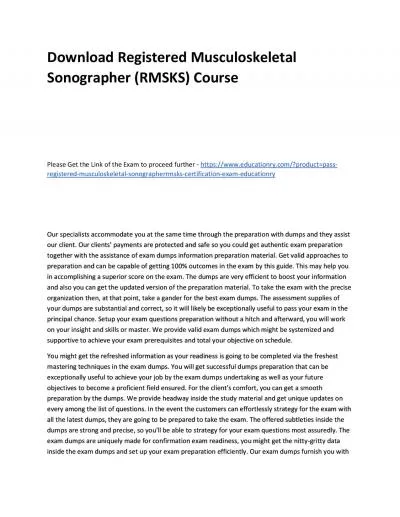 Download Registered Musculoskeletal Sonographer (RMSKS) Practice Course