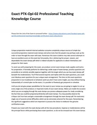 Exact PTK-Opl-02 Professional Teaching Knowledge Practice Course