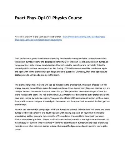 Exact Phys-Opl-01 Physics Practice Course