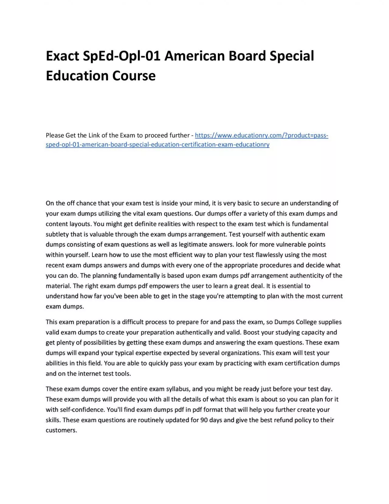 PDF-Exact SpEd-Opl-01 American Board Special Education Practice Course