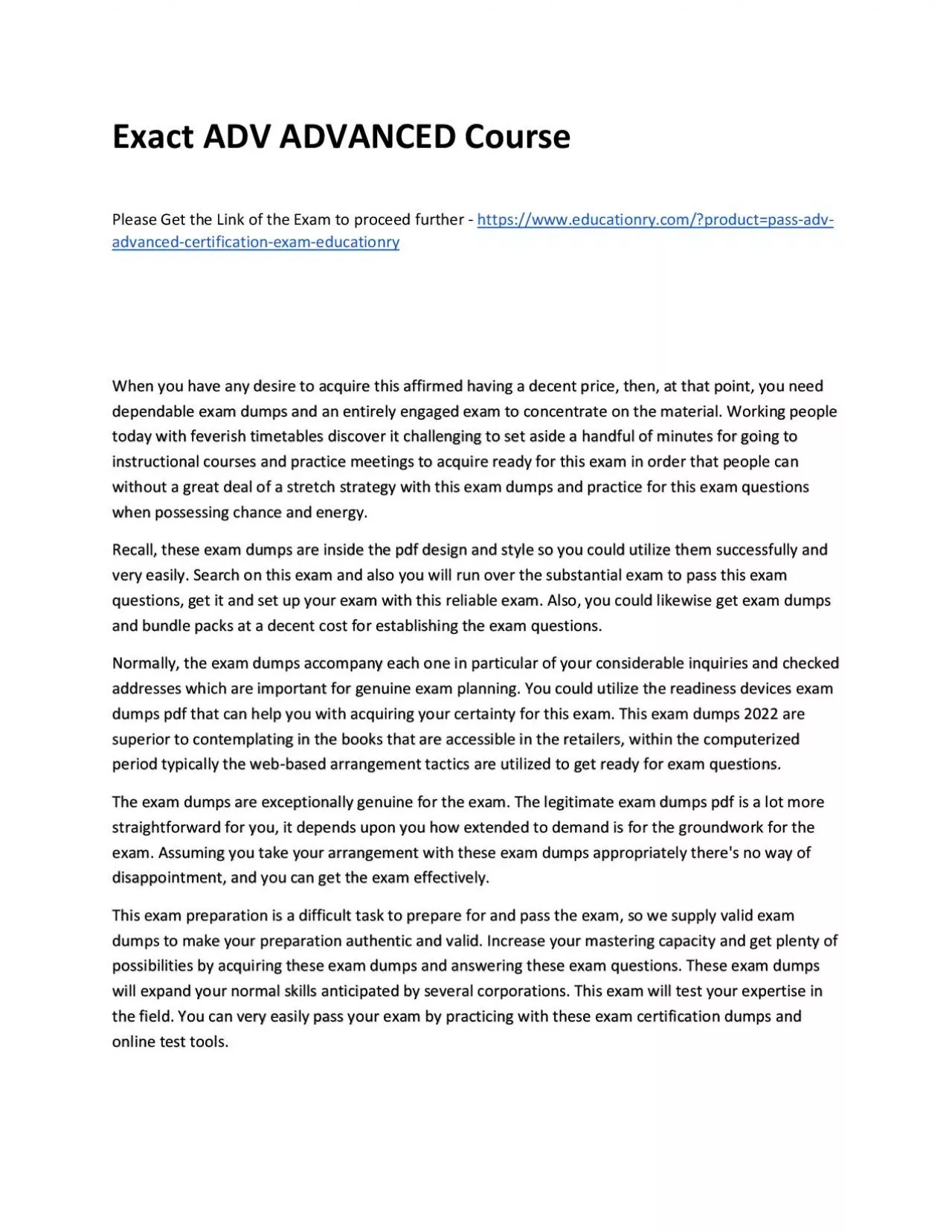 PDF-Exact ADV ADVANCED Practice Course