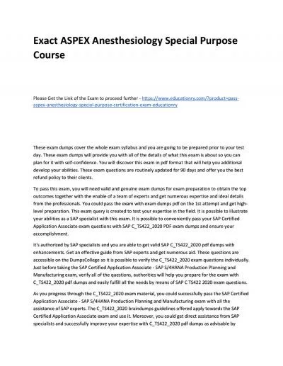 Exact ASPEX Anesthesiology Special Purpose Practice Course