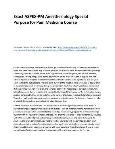 Exact ASPEX-PM Anesthesiology Special Purpose for Pain Medicine Practice Course