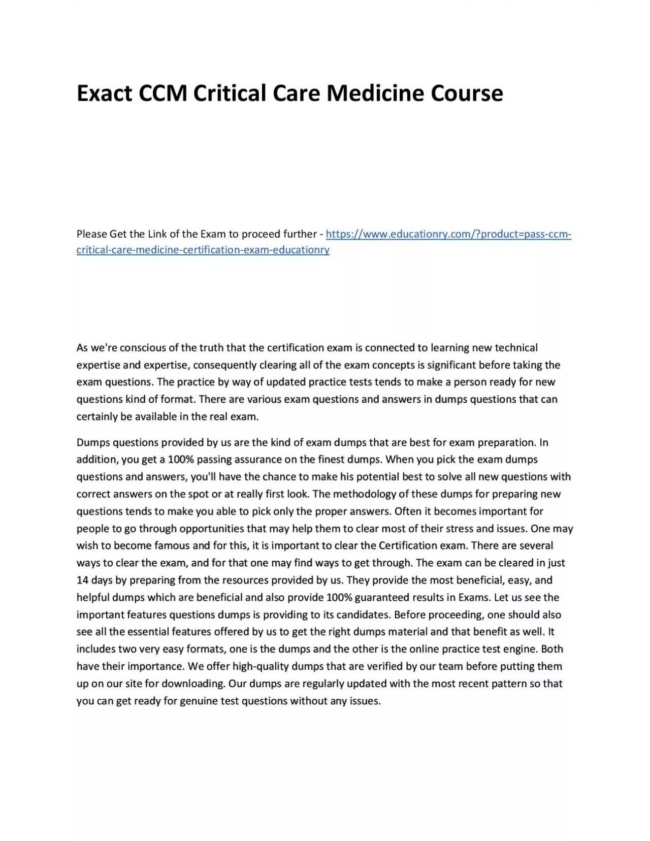 Exact CCM Critical Care Medicine Practice Course