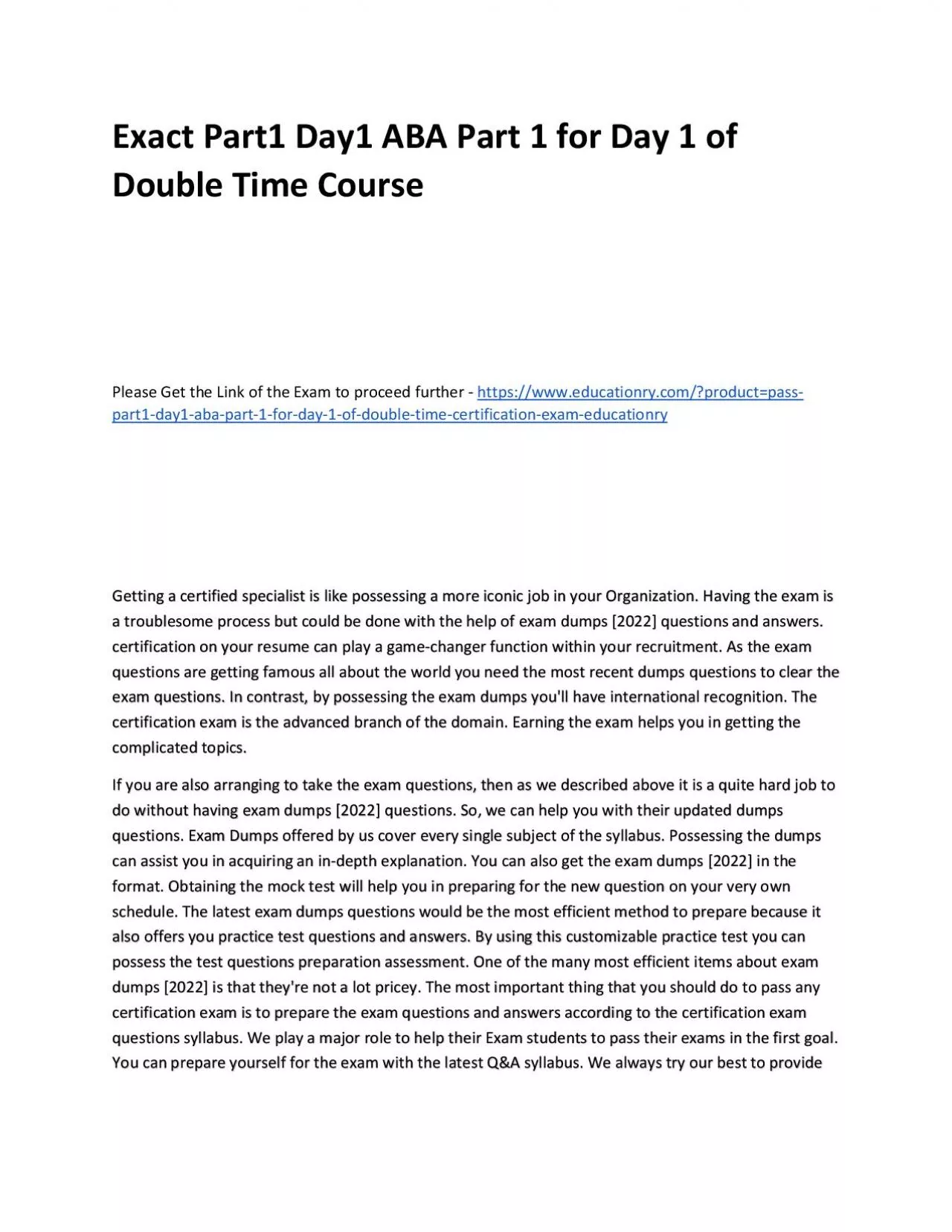 PDF-Exact Part1 Day1 ABA Part 1 for Day 1 of Double Time Practice Course