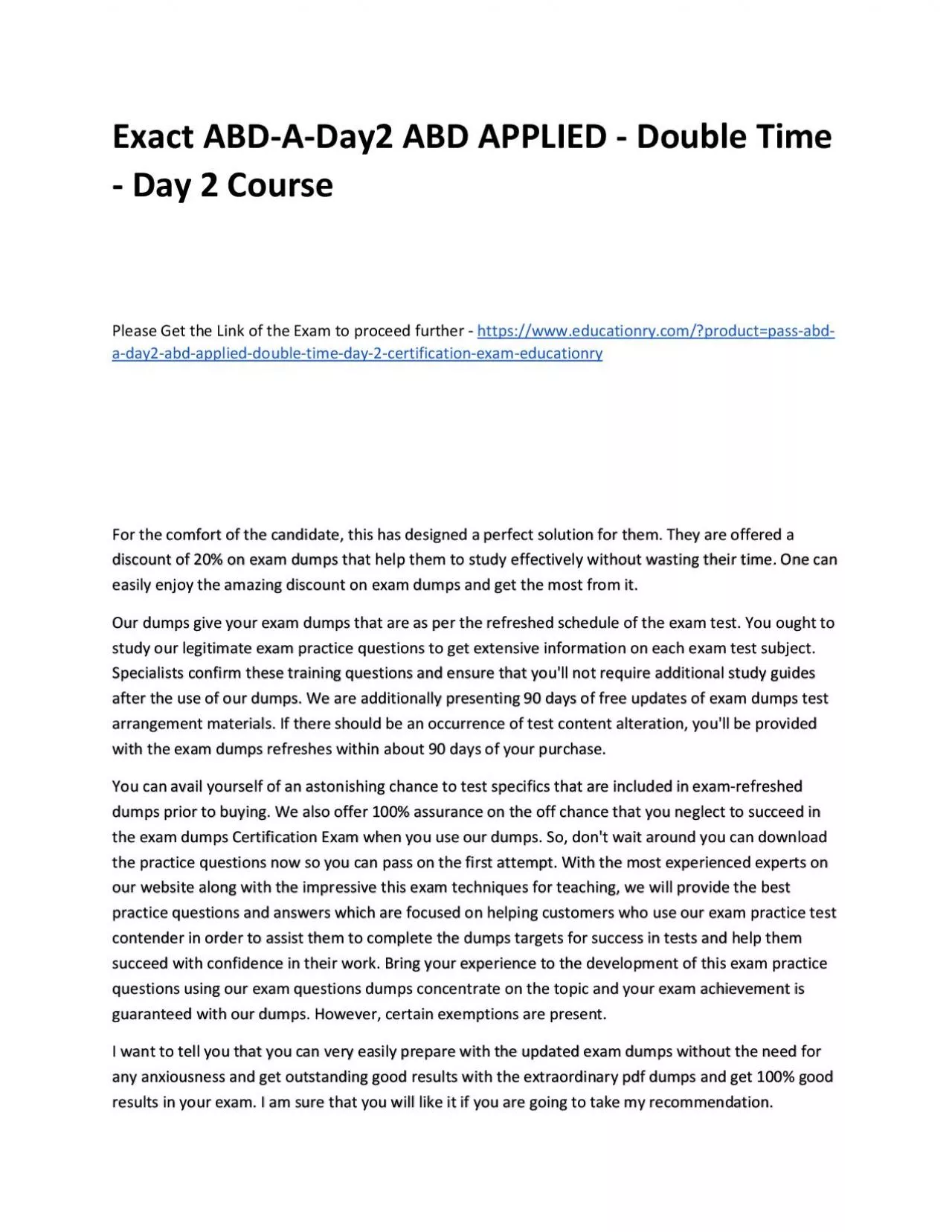 PDF-Exact ABD-A-Day2 ABD APPLIED - Double Time - Day 2 Practice Course