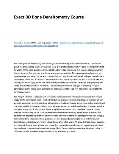 Exact BD Bone Densitometry Practice Course