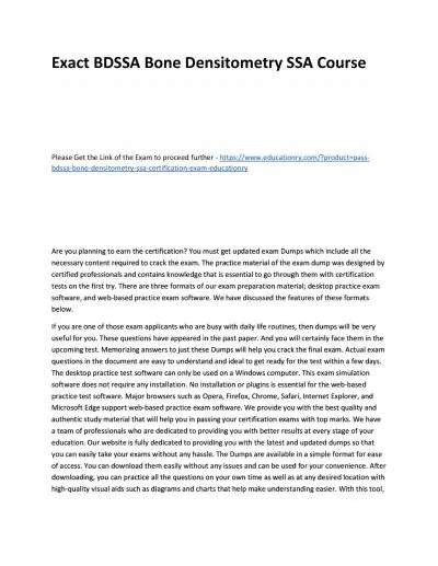 Exact BDSSA Bone Densitometry SSA Practice Course