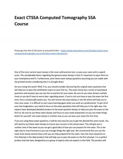 Exact CTSSA Computed Tomography SSA Practice Course
