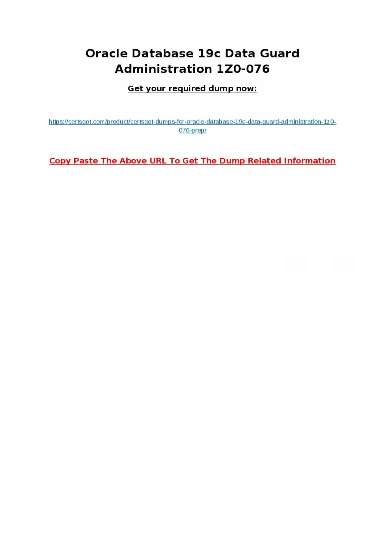 PDF-Oracle Database 19c Data Guard Administration 1Z0-076