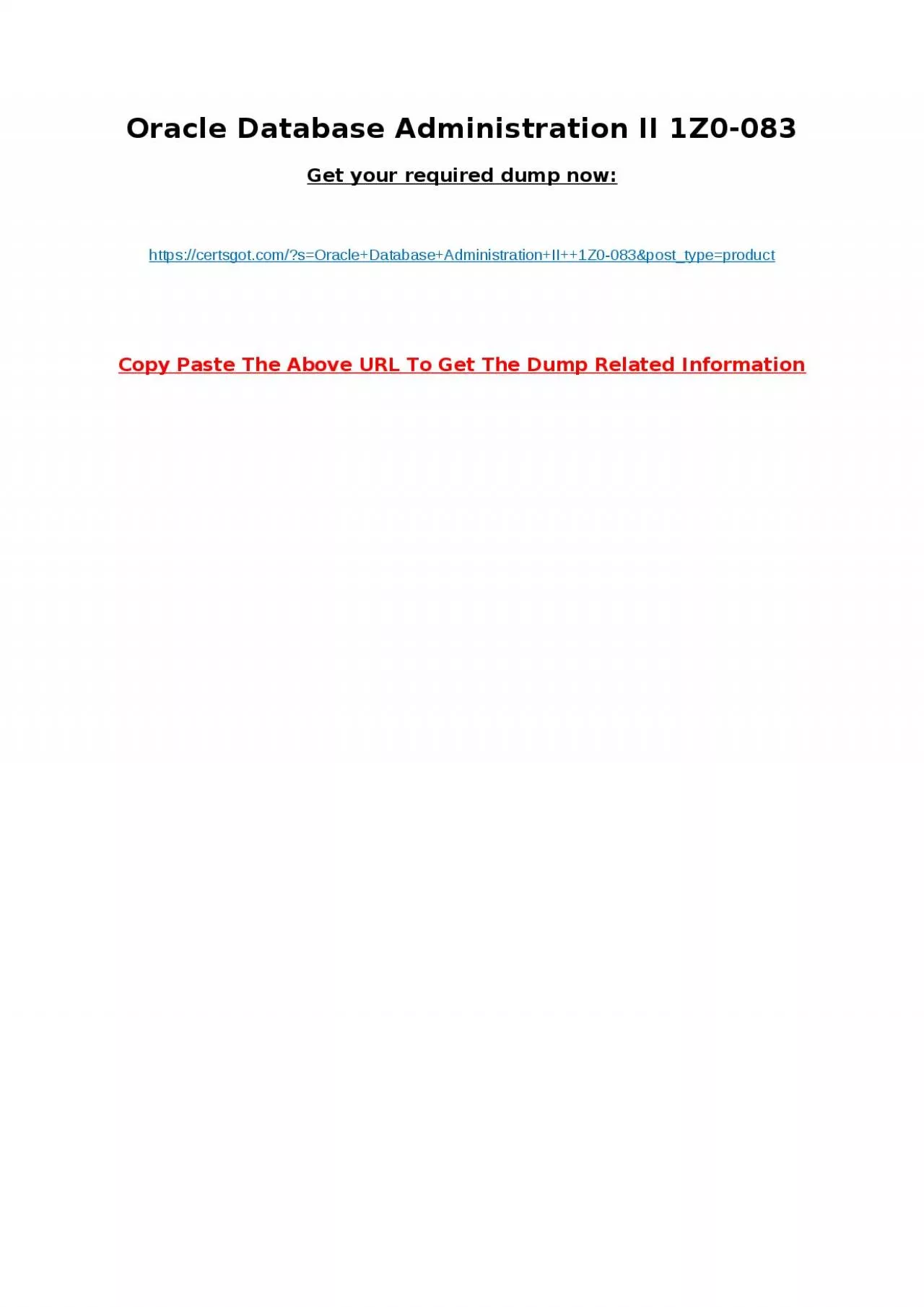 PDF-Oracle Database Administration II 1Z0-083