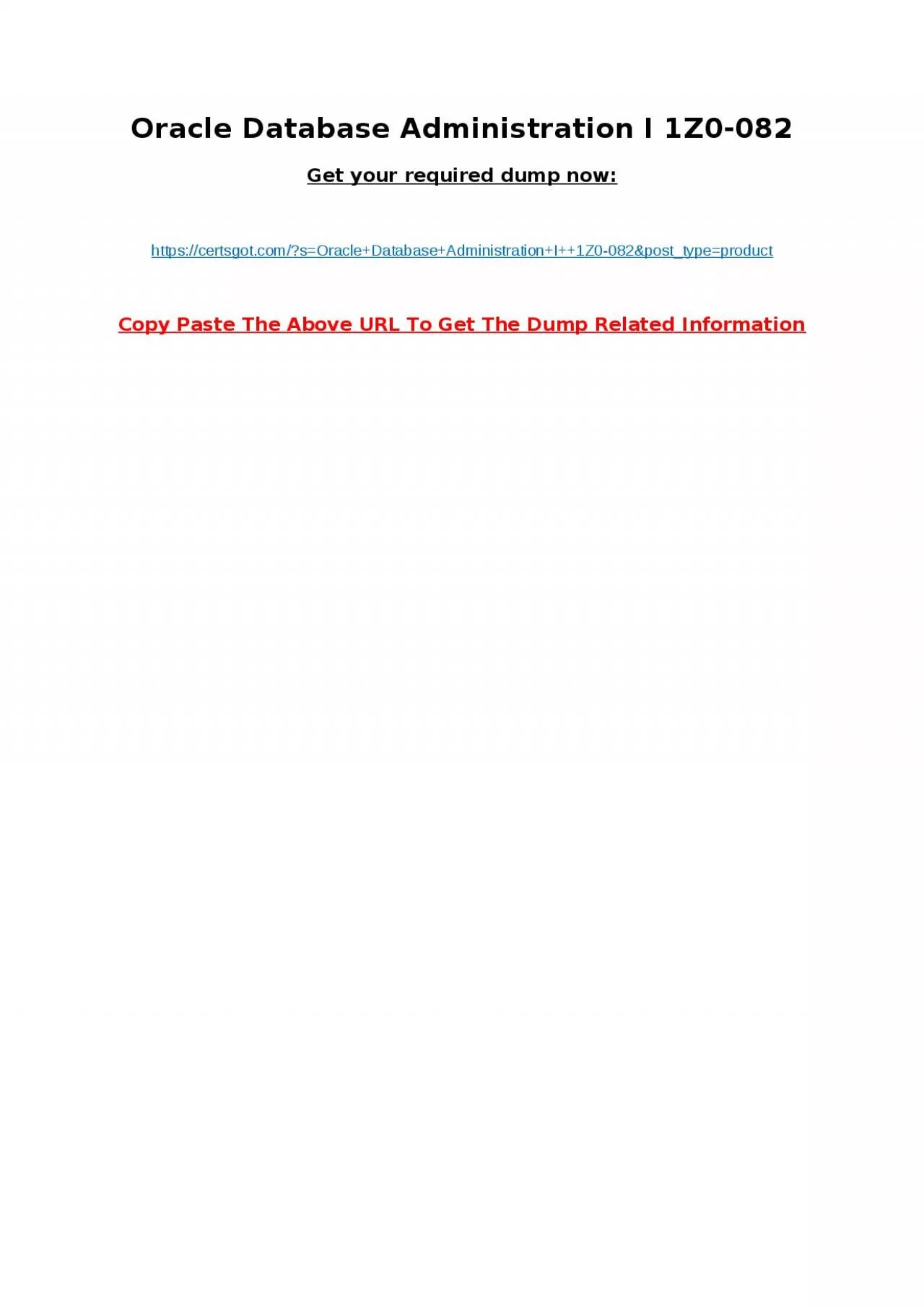 PDF-Oracle Database Administration I 1Z0-082