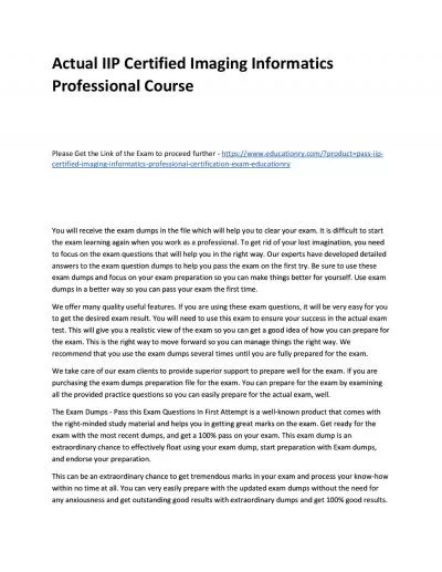 Actual IIP Certified Imaging Informatics Professional Practice Course