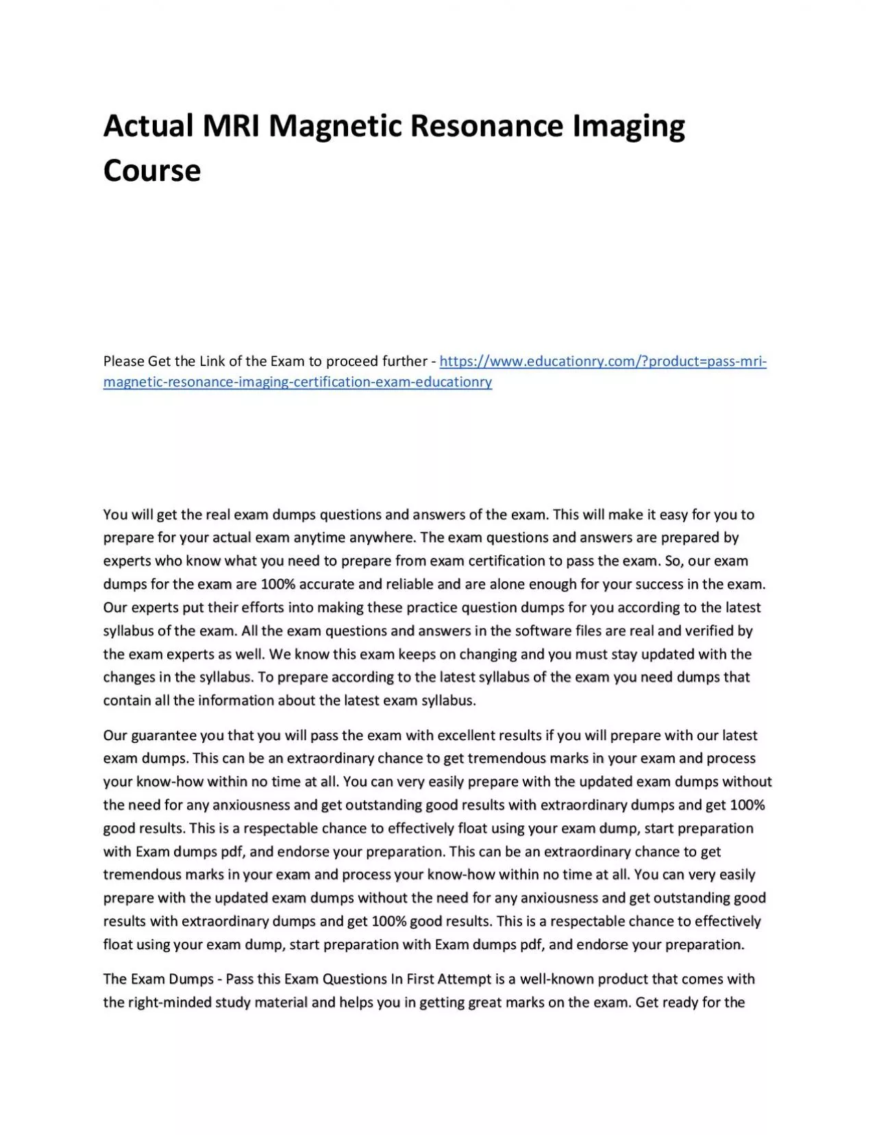 PDF-Actual MRI Magnetic Resonance Imaging Practice Course