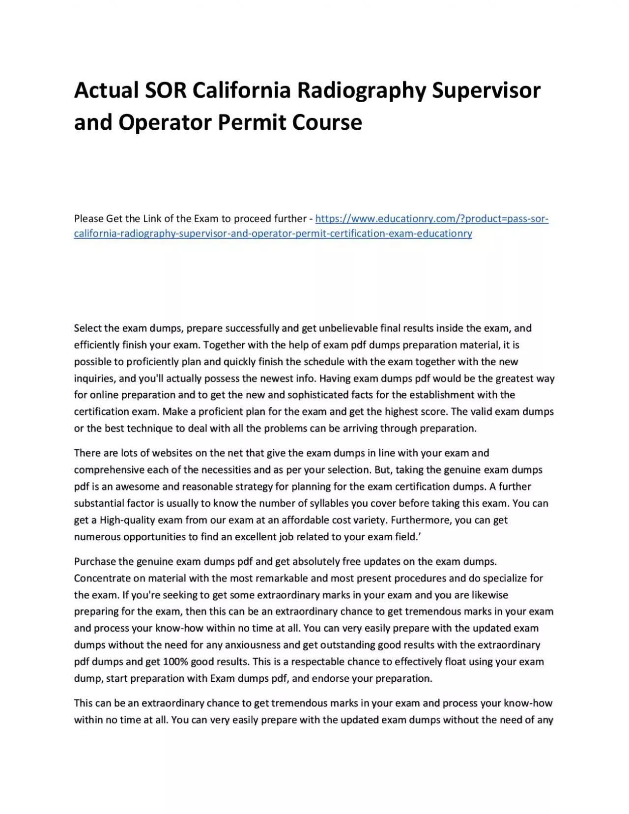 PDF-Actual SOR California Radiography Supervisor and Operator Permit Practice Course