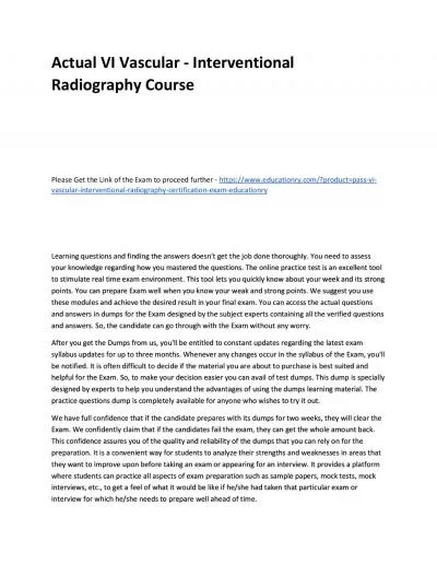 Actual VI Vascular - Interventional Radiography Practice Course