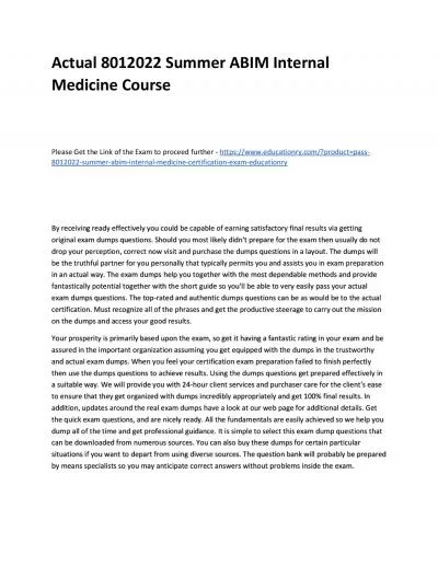 Actual 8012022 Summer ABIM Internal Medicine Practice Course