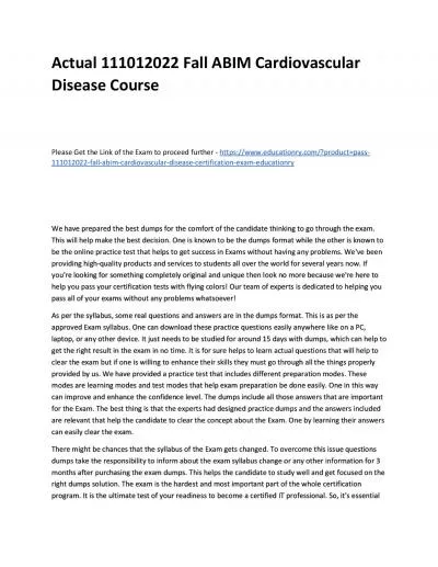 Actual 111012022 Fall ABIM Cardiovascular Disease Practice Course