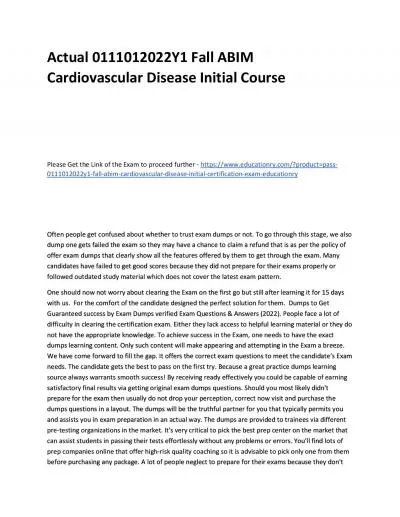 Actual 0111012022Y1 Fall ABIM Cardiovascular Disease Initial Practice Course