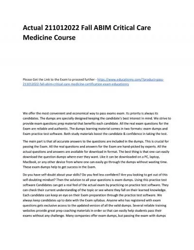 Actual 211012022 Fall ABIM Critical Care Medicine Practice Course