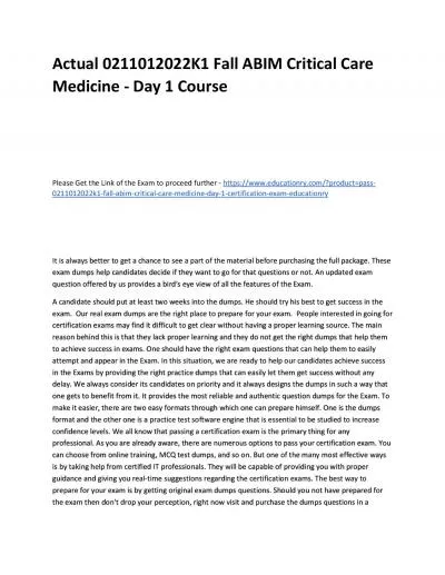 Actual 0211012022K1 Fall ABIM Critical Care Medicine - Day 1 Practice Course