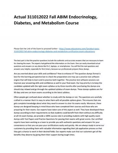 Actual 311012022 Fall ABIM Endocrinology, Diabetes, and Metabolism Practice Course