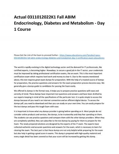 Actual 0311012022K1 Fall ABIM Endocrinology, Diabetes and Metabolism - Day 1 Practice Course